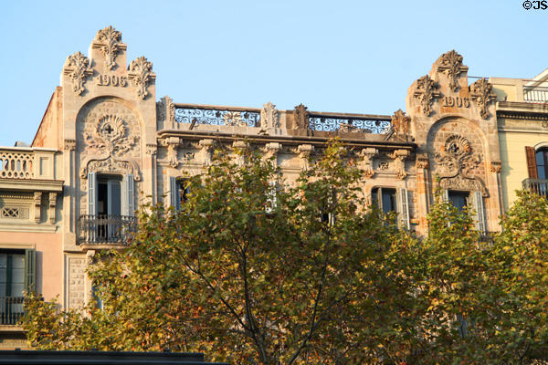 Elaborate building (1906) (Passeig de Gràcia 63). Barcelona, Spain.