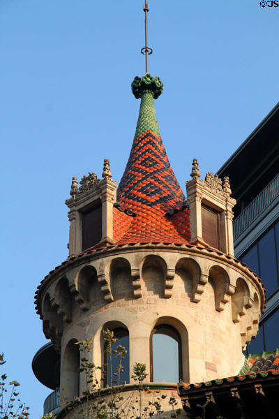 Tower of Casa Serra. Barcelona, Spain.