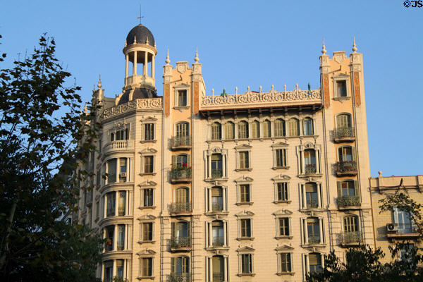 Heritage building with towers (Avinguda Diagonal 438). Barcelona, Spain.