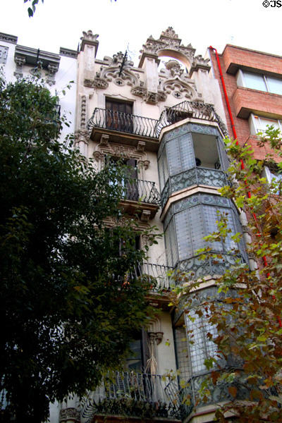 Casa Alexandre Girona (1903) with glass-enclosed balconies (Carrer del Rosselló 301). Barcelona, Spain. Architect: Ramon Ribera.