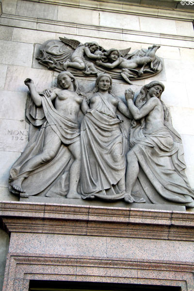 Facade carvings of Generali building (1921). Barcelona, Spain.
