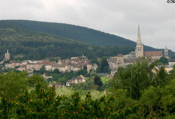 Overview of Autun between Tour des Ursulines & Cathedral St. Lazarre. Autun, France.