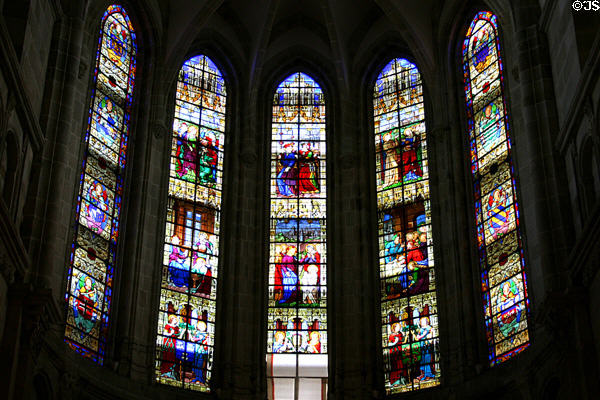 Stained glass windows of Cathedral St Lazarre. Autun, France.