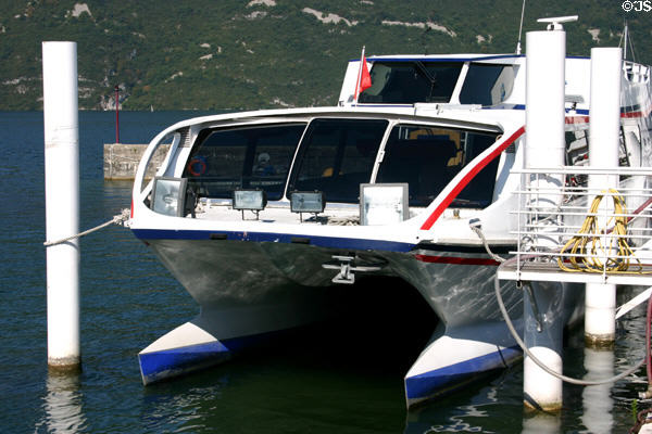 Tourist catamaran on Lac du Bourget. Aix-les-Bains, France.
