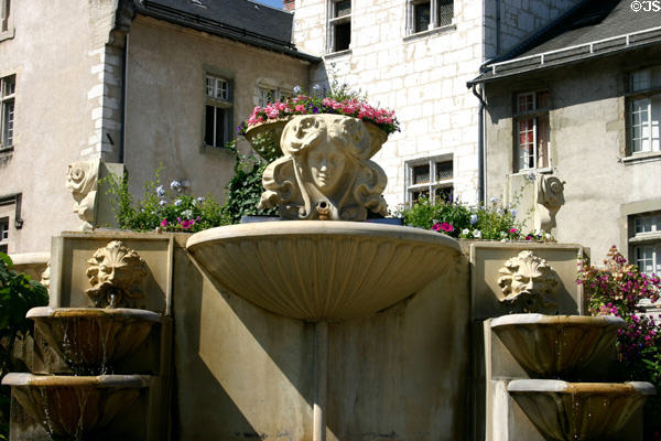 Fountain at city hall. Aix-les-Bains, France.