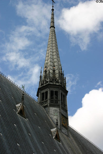 Clock / bell spire (50m) of Hotel Dieu. Beaune, France.
