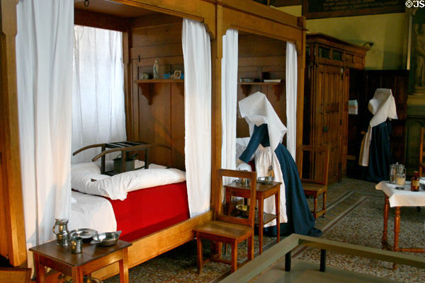 St Nicholas room beds to nurse those near death in Hotel Dieu. Beaune, France.