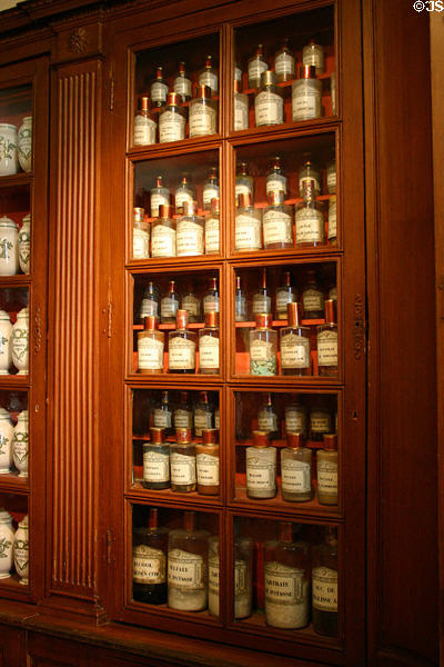Bottles for medicines in pharmacy of Hotel Dieu. Beaune, France.