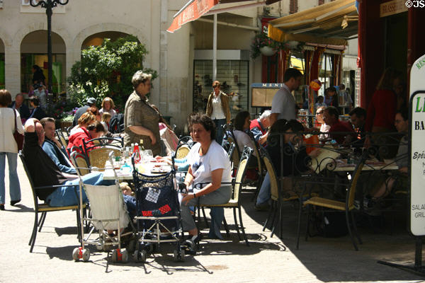Restaurant street life. Beaune, France.