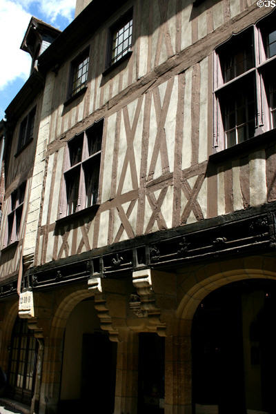 Half-timbered building at 8-12 rue Verrerie. Dijon, France.