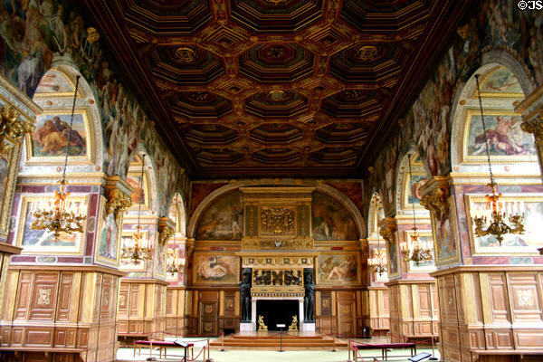 Ballroom or Henri II Gallery (16thC) in Fontainbleau Palace. Fontainbleau, France.