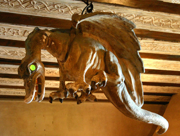 Dragon with green eye in Haut Koenigsbourg. France.