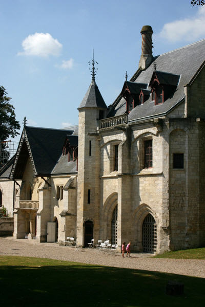 Porter's Lodge (14th c) with neo-Gothic addition (1860) served as entrance to Abbey of Jumièges. Jumièges, France.