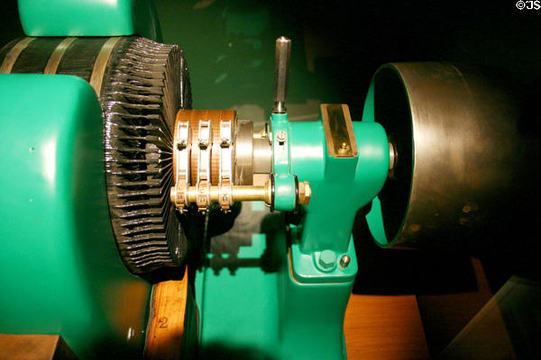 Gramme dynamo displayed in French pavilion of Vienna Exposition of 1883, now in Electropolis Museum. Mulhouse, France.