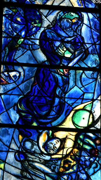 Detail of old Testament scene from stained-glass (rb1) by Marc Chagall in Cathedral. Metz, France.