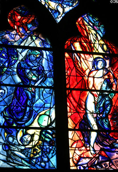 Marc Chagall stained-glass panels (rb1 & rb2) in Cathedral. Metz, France.