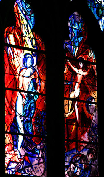 Marc Chagall stained-glass panels (rb2 & rb3) in Cathedral. Metz, France.