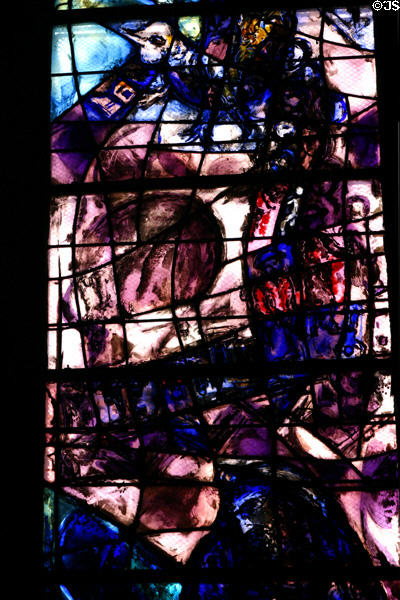 Detail of abstract colors from stained-glass (rbp3) by Marc Chagall in Cathedral. Metz, France.