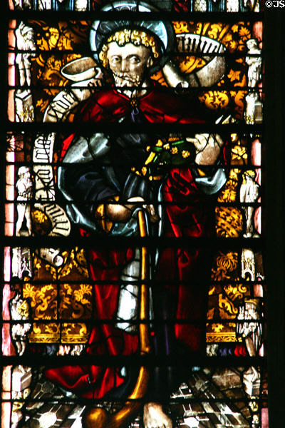 Stained-glass Apostle St James the Minor in Cathedral. Metz, France.