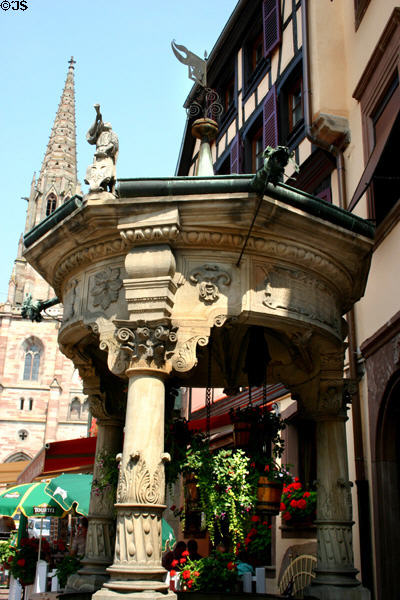 Elaborate water well. Obernai, France. Style: Neo-Gothic.