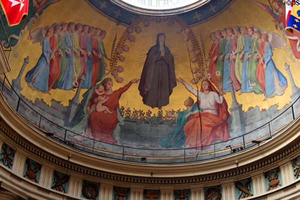 Apse mural of St Elisabeth of Hungary at Eglise Notre Dame de Pitie & St Elisabeth. Paris, France.