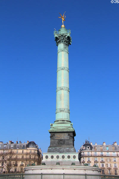 July Column (Colonne de Juillet) (1835-40) at Place de la Bastille. Paris, France. Architect: Jean-Antoine Alavoine.