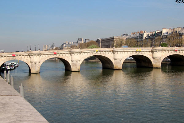 Pont Neuf (1578-1607) north section over Seine on west end of Île de la Cité. Paris, France.