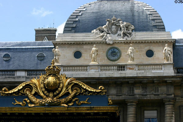 Square dome of Palais de Justice (1781-7) behind royal gates. Paris, France.