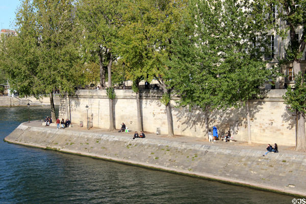 Quays of Seine used for strolling in Paris. Paris, France.