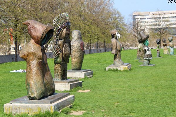 Children of the World series of 21 sculptures (2001) by Rachid Khimoune in Parc Bercy. Paris, France.