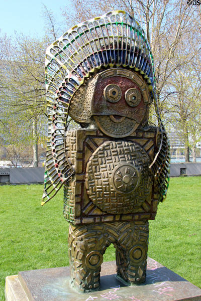 American Native statue from Children of the World sculpture series by Rachid Khimoune in Parc Bercy. Paris, France.