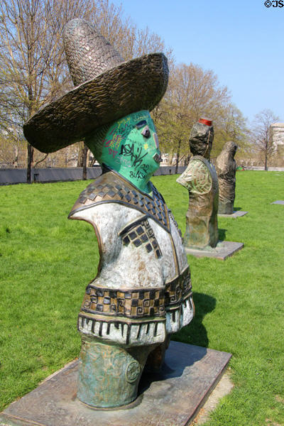 Mexico statue from Children of the World sculpture series by Rachid Khimoune in Parc Bercy. Paris, France.