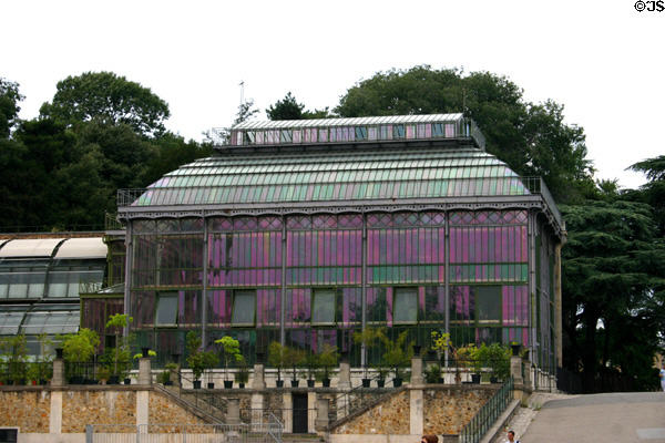 Glass house at botanical garden (Jardin des Plantes). Paris, France.