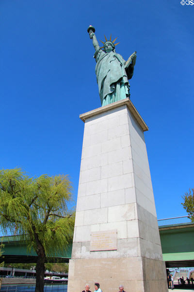 Statue of Liberty quarter-scale replica (1885) by Frédéric Auguste Bartholdi on Île aux Cygnes. Paris, France.