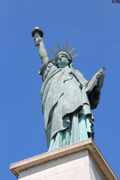Statue of Liberty quarter-scale replica (1885) by Frédéric Auguste Bartholdi on Île aux Cygnes. Paris, France.