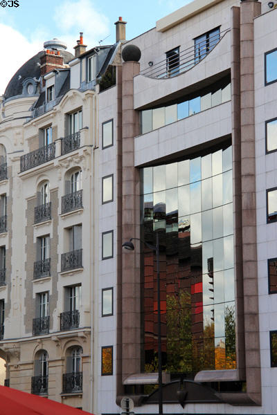 Mix of modern & traditional residential buildings in 16th arrondissement. Paris, France.
