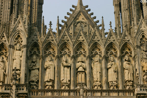 Baptism of Clovis in Gallery of Kings on west facade of Reims Cathedral. Reims, France.