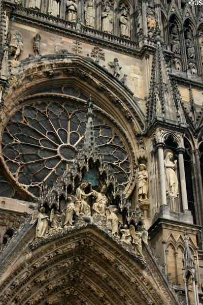 Facade details of Cathedral. Reims, France.
