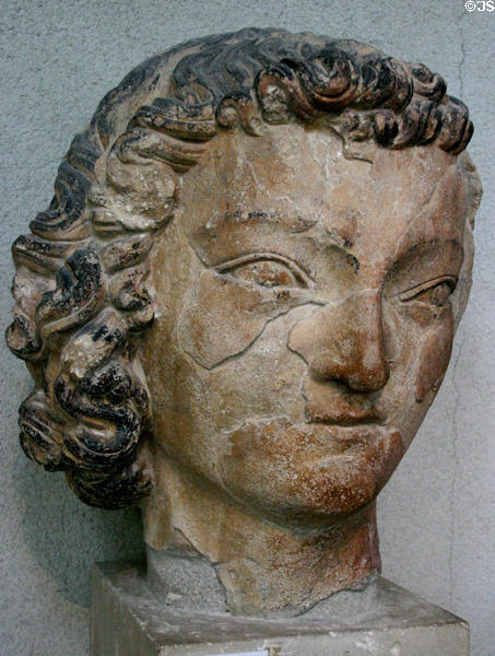 Sculpted head (13thC) of St Jean from Cathedral in Tau Palace. Reims, France.