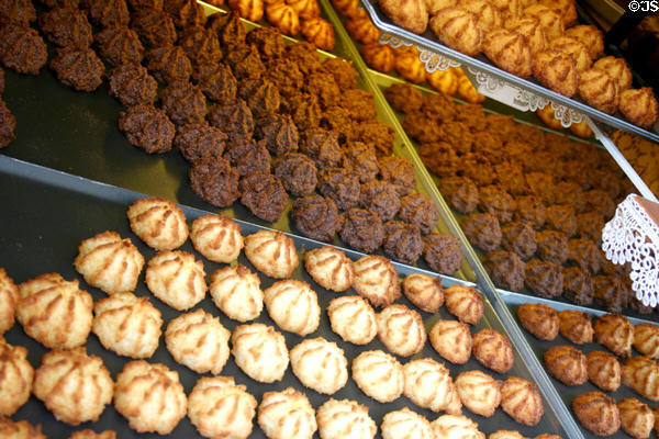 Traditional macaroon type cookies. Riquewihr, France.