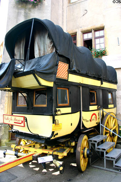 Stagecoach at Communications in Alsace museum, once the palace of Wurtemberg-Montbéliard. Riquewihr, France.