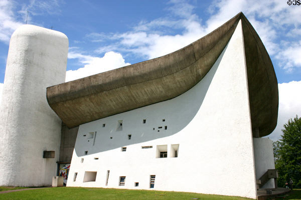 Chapel of Notre Dame-du-Haut (1955). Ronchamp, France. Style: Modern. Architect: Le Corbusier.