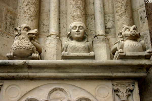Carved beasts of St. Stephen's Cathedral. Sens, France.