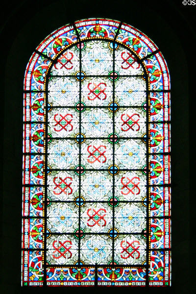Stained glass window of St. Stephen's Cathedral. Sens, France.