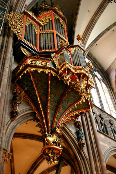 Organ in Cathedral. Strasbourg, France.