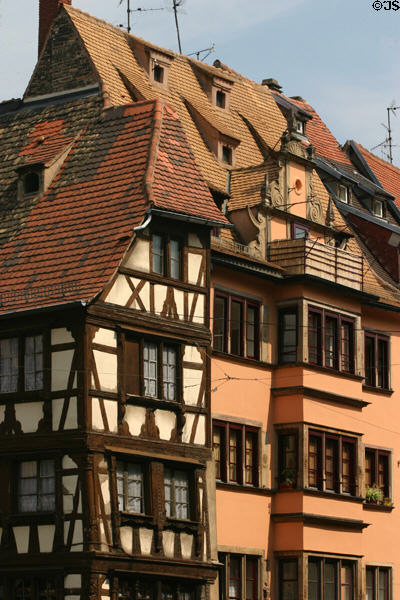 Buildings at rue du Vieux Marché aux Poisson & rue Mercier. Strasbourg, France.