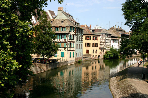 Half-timbered houses along Petite France canal area. Strasbourg, France.