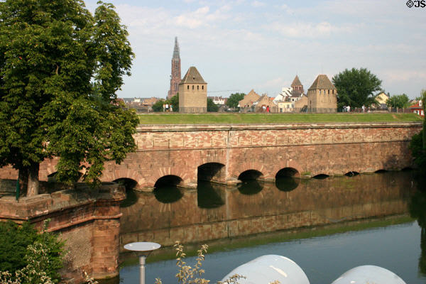 Vauban Dam, a popular viewpoint of city skyline. Strasbourg, France.