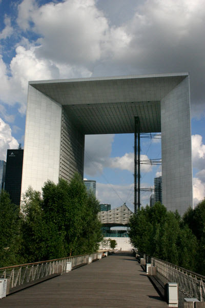 La Grande Arche office building with observation deck built as cube 100m per side at La Défense for 200th anniversary of French Revolution. Paris, France.
