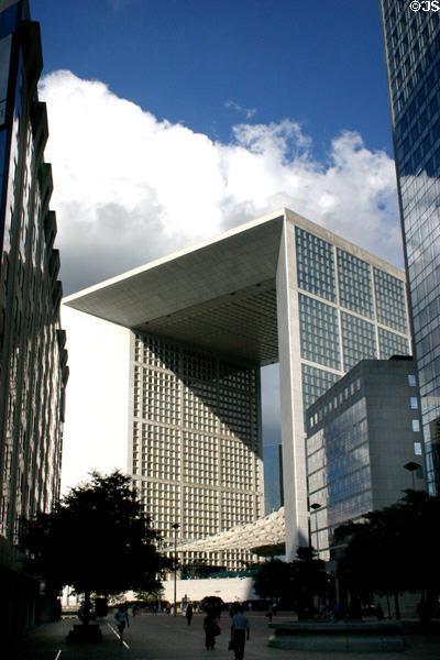 Diagonal view of La Grande Arche at La Défense. Paris, France.
